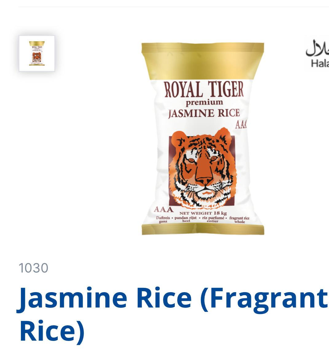 Royal tiger jasmine Rice 18kgs